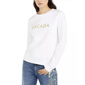 Escada Sport Metallic-Logo Cotton Sweatshirt women's size‎ Medium Crew Neck